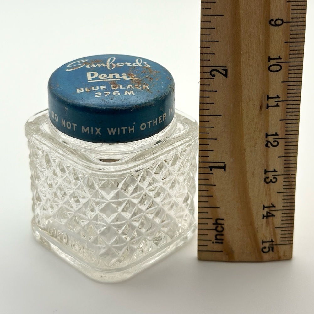 Original Vintage Sanford Pen-it Blue Old drawing Ink Empty Jar Office Supplies - Picture 7 of 7
